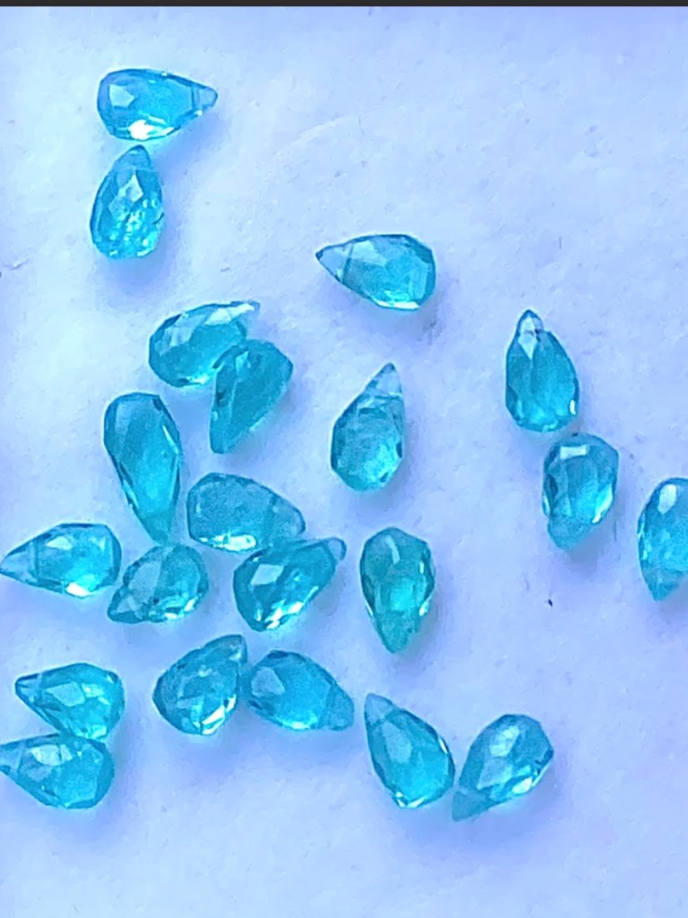 10.4 Carats Neon Blue Apatite Teardrop Briolette Beads, NWT, drilled